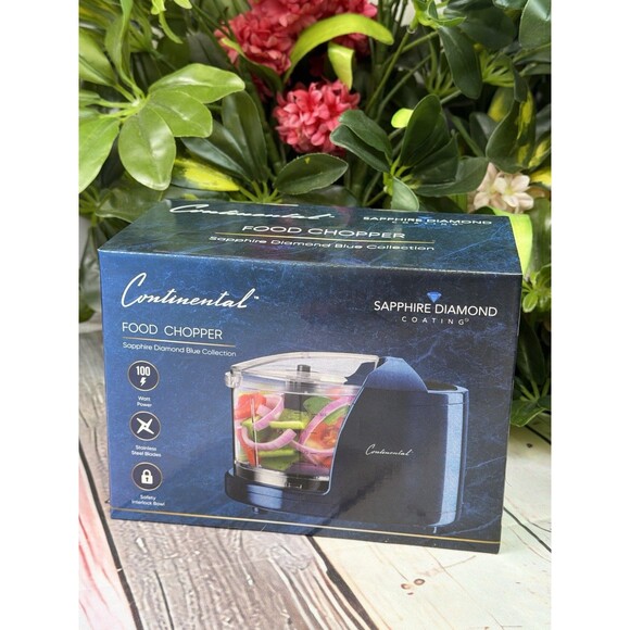 Continental Other - Continental Food Chopper Sapphire Diamond Blue 100W Stainless Steel Blades